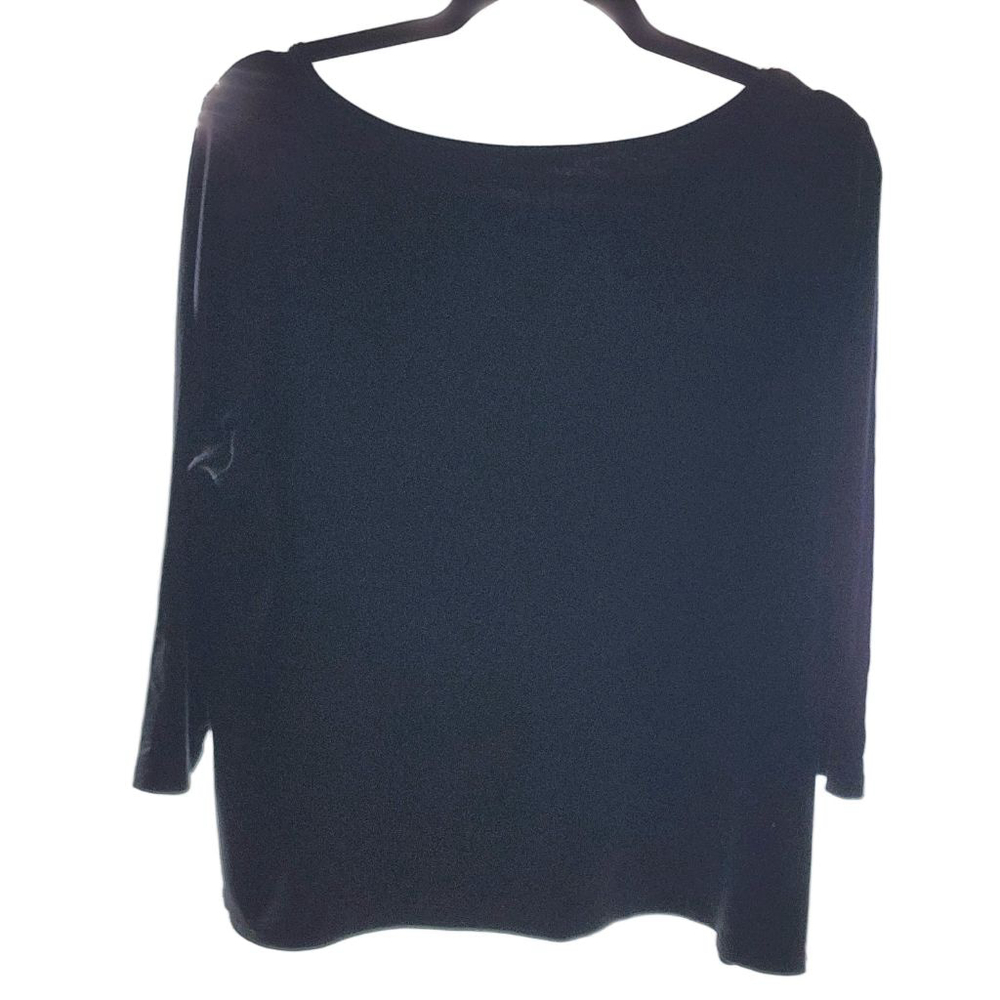 EILEEN FISHER Black Round Neck 3/4 Sleeve Stretch Top XL